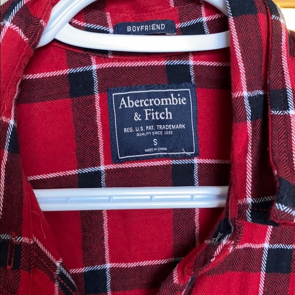 Red Plaid A&F Boyfriend Button Down - Picture 2 of 4